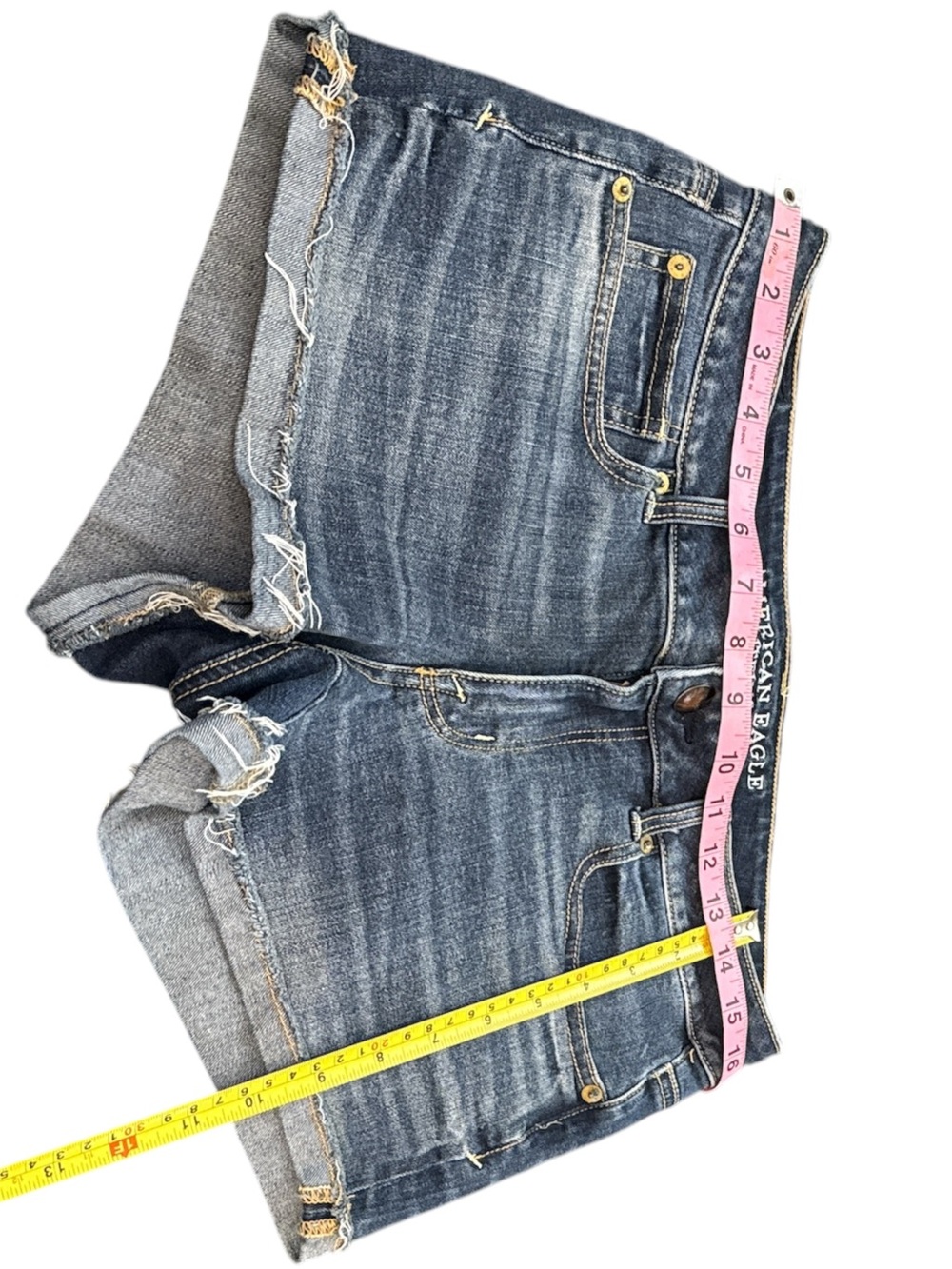 American Eagle Outfitters Distressed Dark Blue Denim Cutoff Shorts size 8
